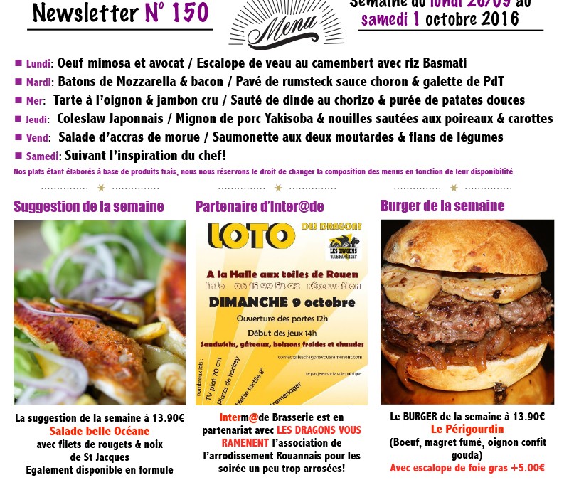 Menus de la semaine Intermade