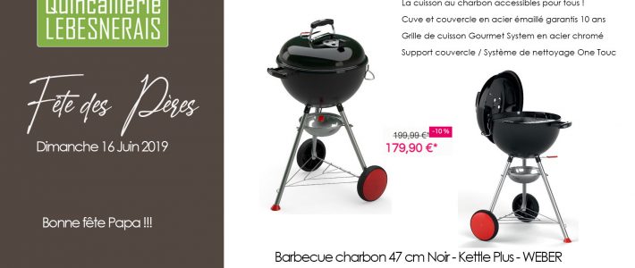 Fête des Père Barbecue charbon 47 cm Noir – Kettle Plus