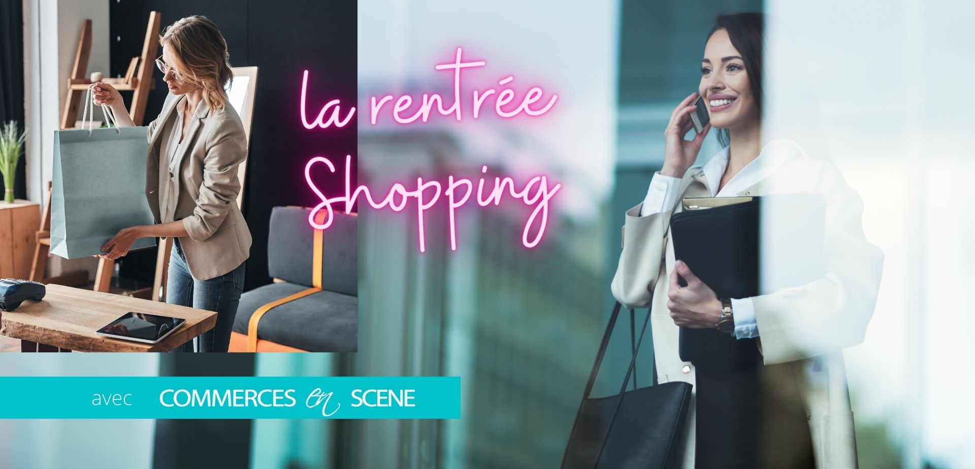 rentree shopping avec commerces en scene